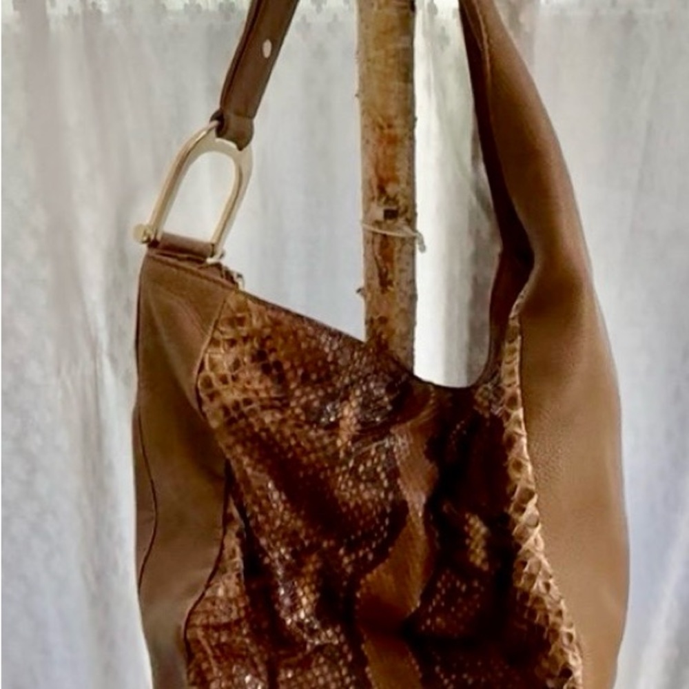 Gucci Brown Python and Leather Greenwich Hobo Bag. - image 11